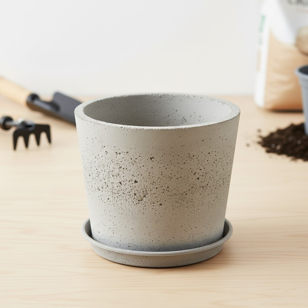 The image of Concrete Pot (with saucer)
